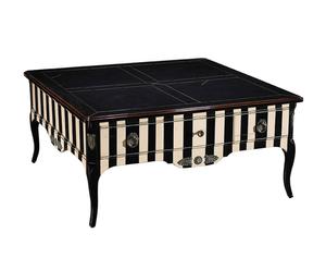 tavolino da caffe' in tiglio e ciliegio nero e bianco - 100x46x100 cm