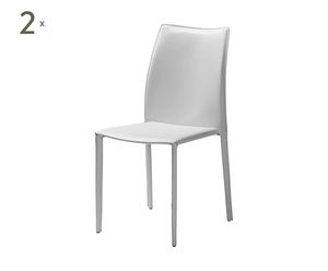 set di 2 sedie in metallo e pelle Solene bianco - 47x60x90 cm