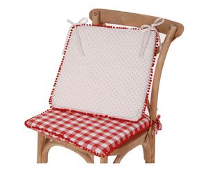 set di 2 cuscini per sedia in cotone rosso e bianco - 40x40 cm