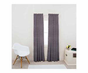 Coppia di tende in cotone nero Korla - 220x135-205 cm