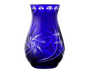 Vaso in cristallo Vincennes, blu e trasparente - H 10 cm