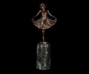 Scultura in bronzo patinato BAMBINA DANZANTE - 32X12X6,5 cm