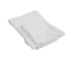 set asciugamani con volant sangallo bianco (viso+ospite)