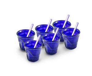 Set di 6 bicchierini espresso e 6 bacchette Colors - blu
