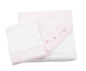 Set di 1 asciugamano + 1 guanto da bagno Esme - rosa