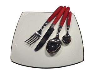 Set di 24 posate (forchette + coltelli + cucchiai + cucchiaini) - bordeaux