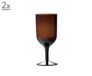 Set di 2 calici da vino in vetro soffiato CIRCUS BONE WHITE marrone