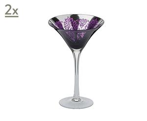 Set di 2 bicchieri per martini in vetro placcato argento viola - da 80 cl