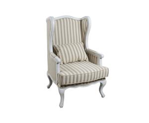 ARMCHAIR W/WH-BROWN FABRIC 66X73X108
