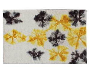tappeto in cotone ikat flower nero/giallo - 140x200 cm