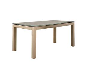 tavolo estensibile in cuoio rigenerato e vetro SPAM tortora - 230-170x90x76 cm