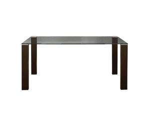 tavolo in cuoio rigenerato e vetro SLASH cioccolato - 170x90x76 cm