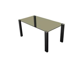 tavolo in cuoio rigenerato e vetro SLASH nero - 170x90x76 cm