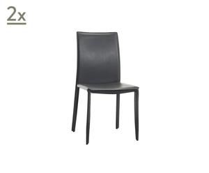 coppia di sedie in cuoio rigenerato slash grigio - 46x56x90 cm