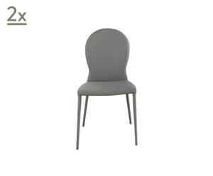 coppia di sedie in ecopelle smart grigio - 45x46x89 cm