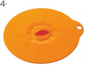 set di 4 coperchi in silicone per pentole arancio - d 15 cm