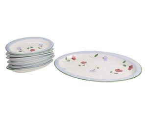 Set di piatti ovali in ceramica Petali - 7 pezzi