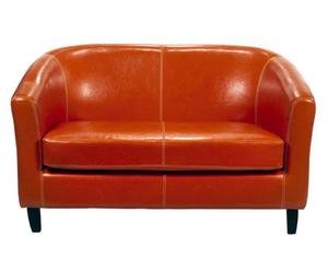 divano a 2 posti in ecopelle juliet arancione - 120x70x43 cm