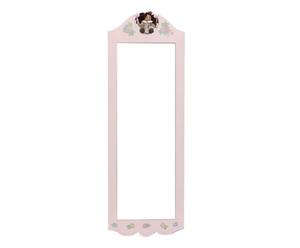 Specchio da parete in mdf con bambola decorativa rosa - 40x116x3 cm