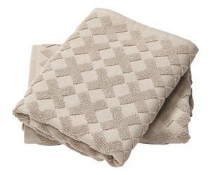 Set di 2 asciugamani viso in cotone jacquard square taupe - 50x95 cm