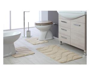 Set di 3 tappeti bagno antiscivolo Onda beige - max 50x80 cm