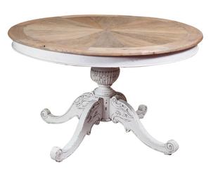 Tavolo rotondo in legno Sissi bianco e rovere - 130x77 cm
