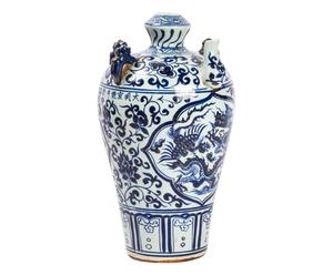 Vaso cinese vecchia manifattura dipinto a mano Hui-Fen - d 21/H 38 cm