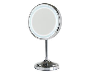 Specchio luminoso con ingranditore acciaio - 20x36 cm