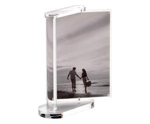 Portafoto da tavolo girevole in acrilico trasparente - 17x21x7 cm