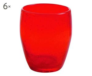 Set di 6 bicchieri acqua in vetro soffiato rosso arancio - d 9/h 10 cm