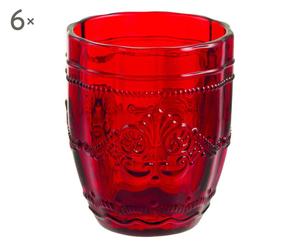 Set di 6 bicchieri acqua in vetro Syrah rosso - d 8/h 10 cm