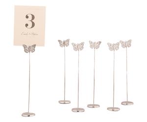 Set di 6 segnaposto in metallo Butterfly - argento