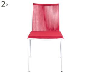 Set di 2 sedie impilabili in ferro/poliuretano Lyon rosso