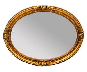 Specchio ovale con cornice intarsiata oro - 63x83 cm