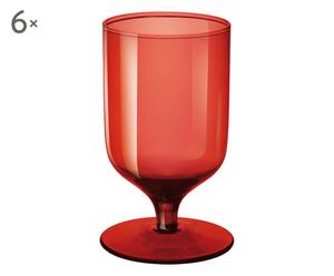 Set di 6 bicchieri acqua e vino in vetro Single - rosso