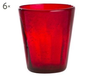 Set di 6 bicchieri in vetro Gam rosso - 9x10 cm