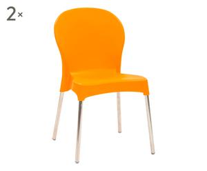 Set di 2 sedie impilabili in alluminio Diana arancione
