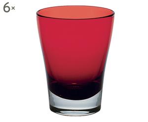 Set di 6 bicchieri da vino in vetro soffiato rosso Nadia - 20 cl