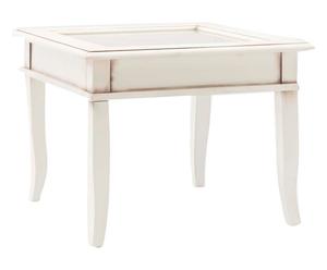Tavolino in paulonia con vano interno Didi bianco anticato - 60x47x60 cm
