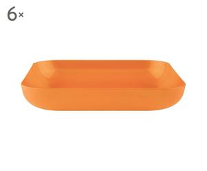 Servizio di 6 piatti fondi in plastica Orange - 21X21 cm