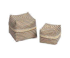 Set di 2 scatole decorative in bambu' intrecciato naturale