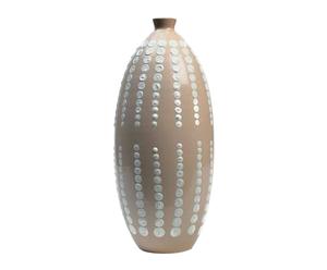 Vaso ovale in ceramica chulucana Sipan bianco - A 36 cm
