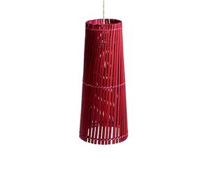 Lampadario a sospensione in stecche di bambu' rosso - A 35 cm