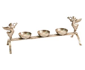 Portacandele in argento con angeli India - 15x35x20 cm