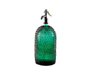 Bottiglia in vetro con beccuccio e rete verde - A 38 cm