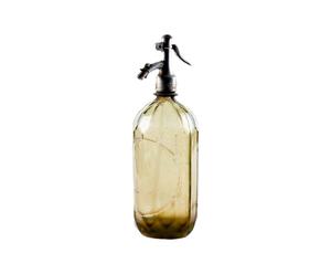 Bottiglia sfacettata in vetro con beccuccio bruna - A 33 cm