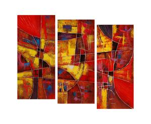Set di 3 tele dipinte a mano con decorazioni in rilievo Pablo - 90x40 cm