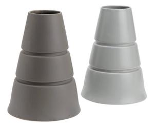 set di 2 vasi a cono in gres grigio - 18x25x18 cm