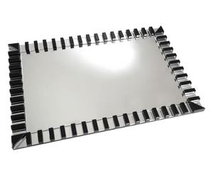 specchio con cornice decorativa in vetro nero languette - 120x4x80 cm