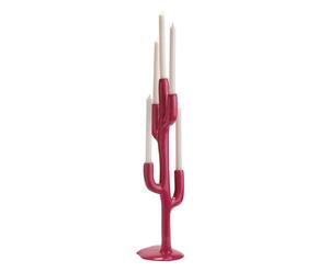 candelabro a 5 bracci in alluminio rosso cactus - 16x65x17 cm